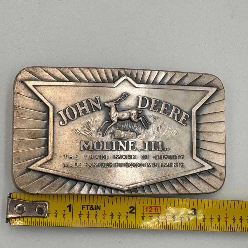 John Deere Vintage Belt Buckle 1984 Historical 1936 Trademark Moline Illinois
